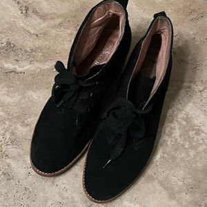 Caslon Nordstrom Womens Black Suede Lace Up Ankle Booties Boot Chunky Heel